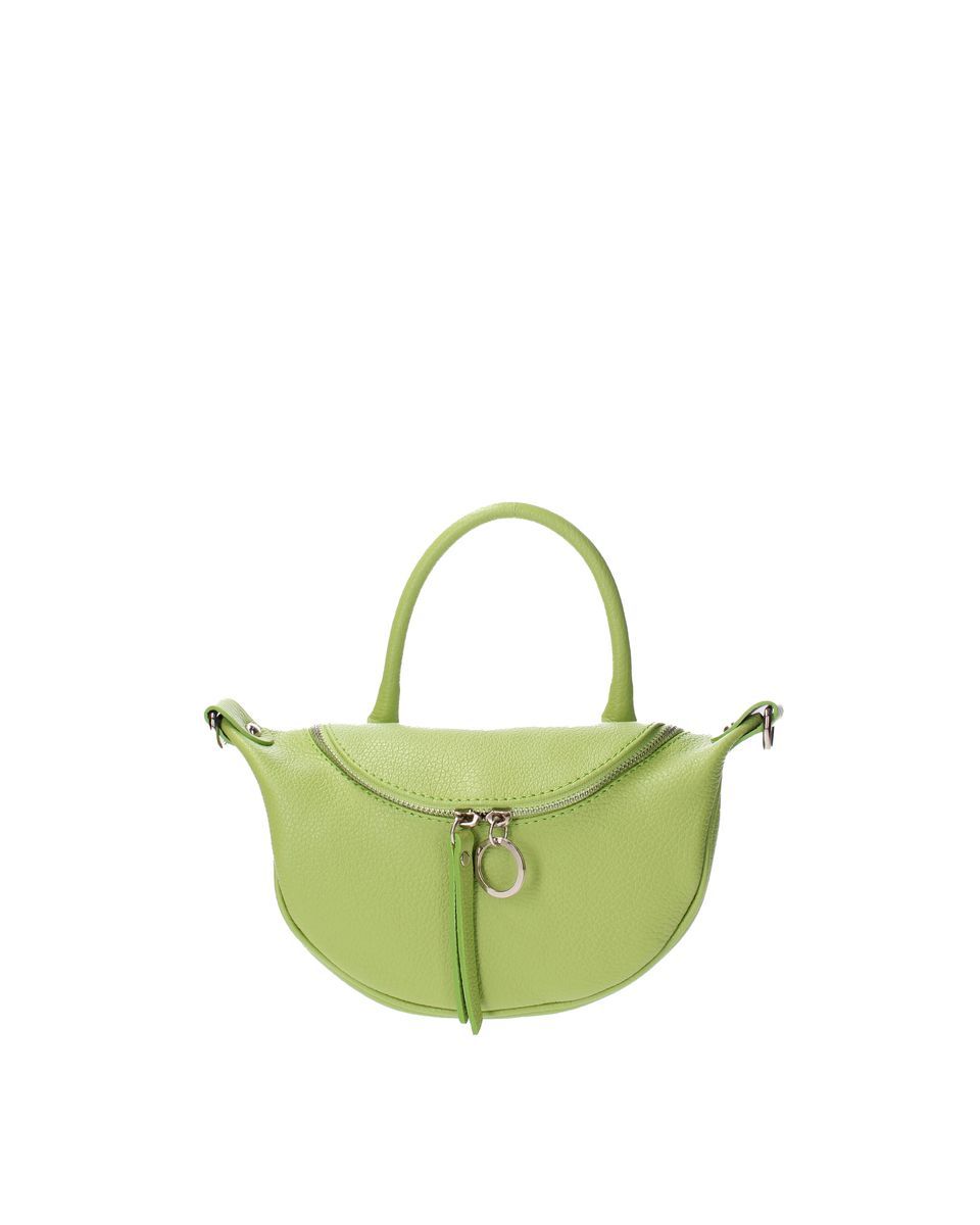 Grüne Halbmond-Lederhandtasche
