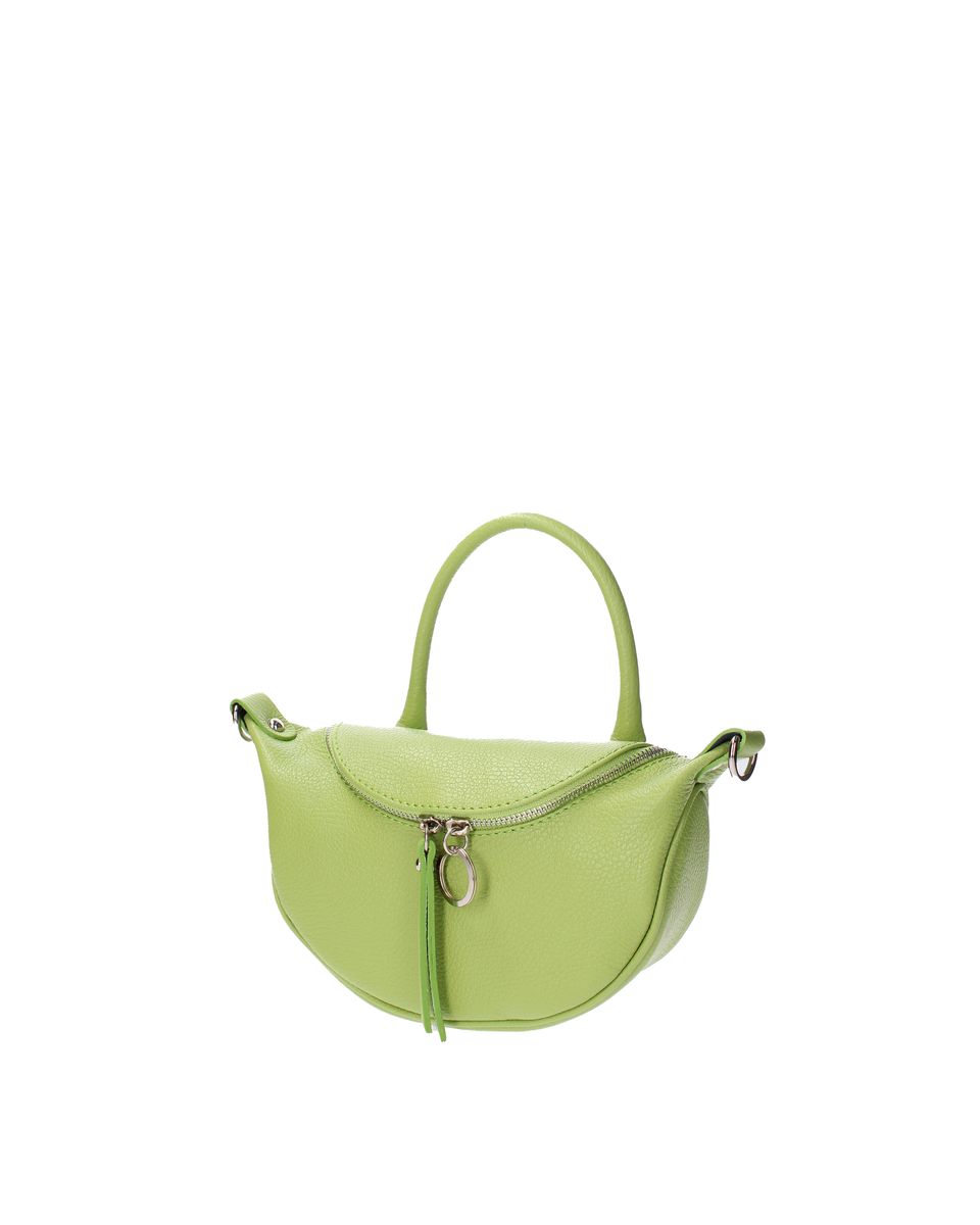 Strukturierte Lederhandtasche in Halbmondform