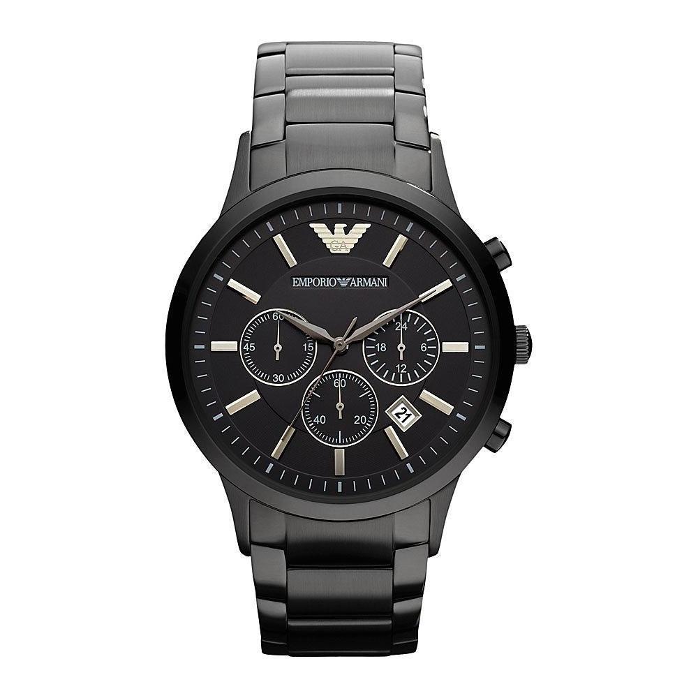 Herren Chronograph Uhr schwarzes Zifferblatt
