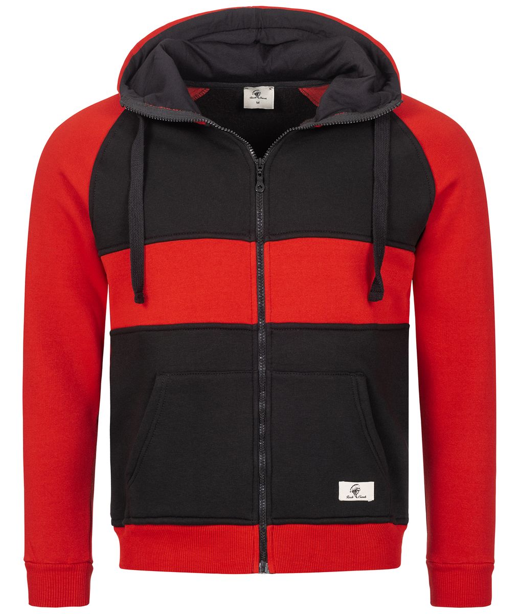 Zweifarbiger Kapuzenpullover mit Reißverschluss