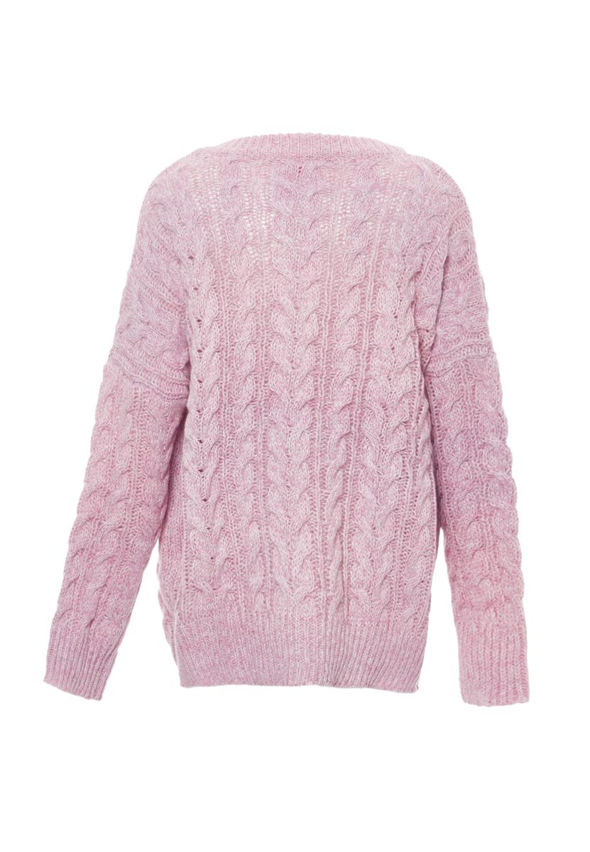 Oversize-Grobstrickpullover mit Zopfmuster