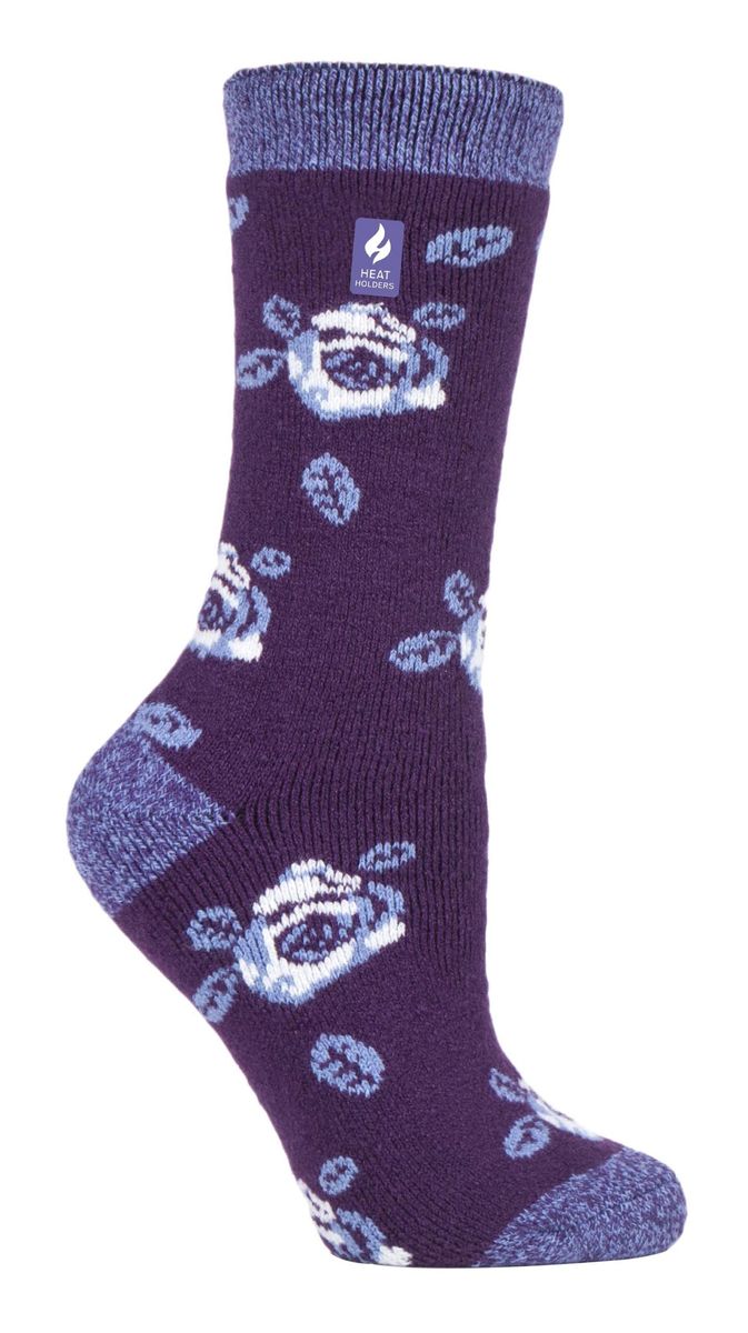 Heat Holders Lite - Womens isoliert thermische Socken | Mehrere Designs einschließlich Argyle Streifen Herzen Sterne | Warme Socken für den Winter - Pflaume (Rom)