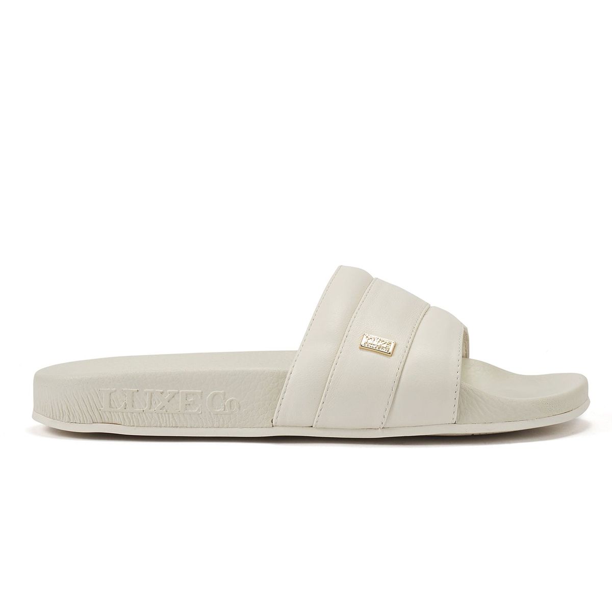 Gepolsterte Leder-Pantolette mit Logo