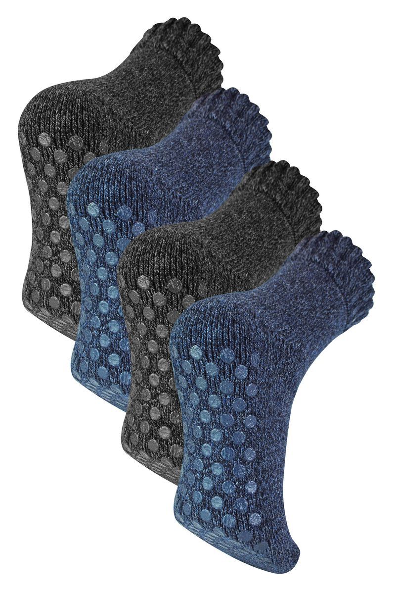 Socken Snob - 4 Paar Herren Merino Wolle Slipper Warm Dicke Socken - Assorted