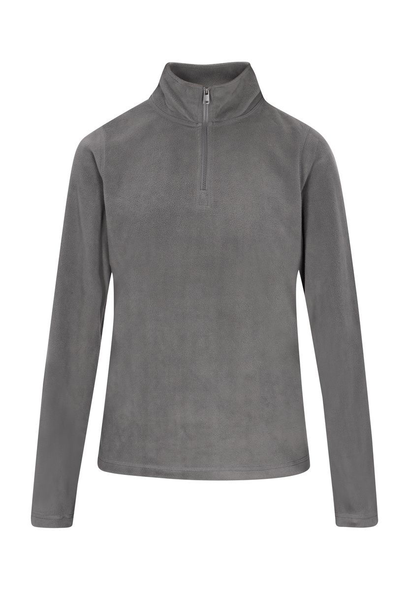 Grauer Fleece-Pullover mit halbem Reißverschluss