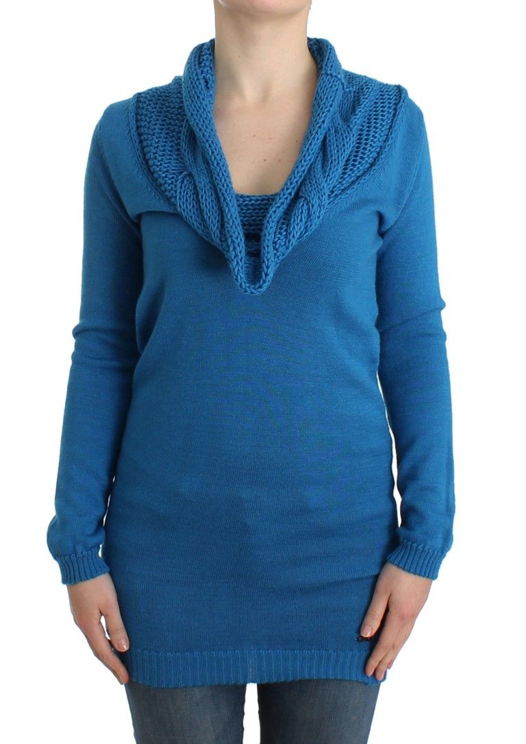 Damen Blauer Rundhals-Pullover