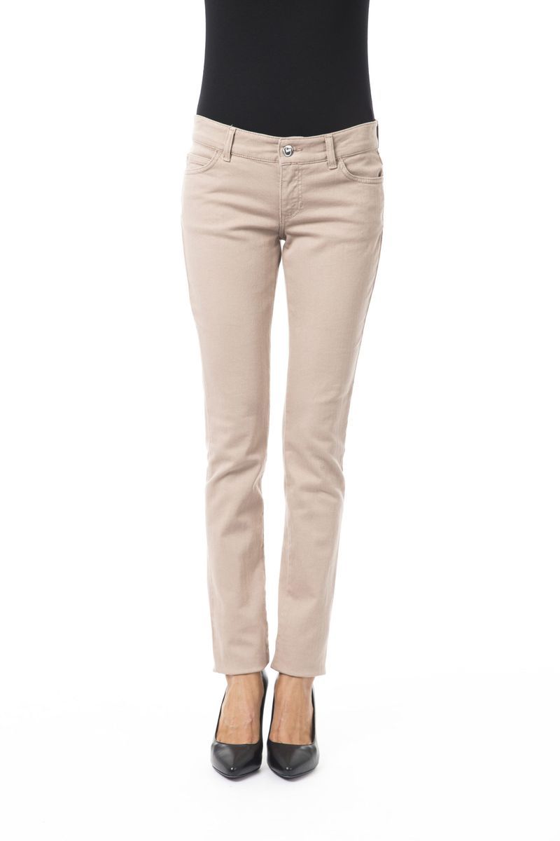 BYBLOS Damen Beigefarbene Baumwolljeans & Hose