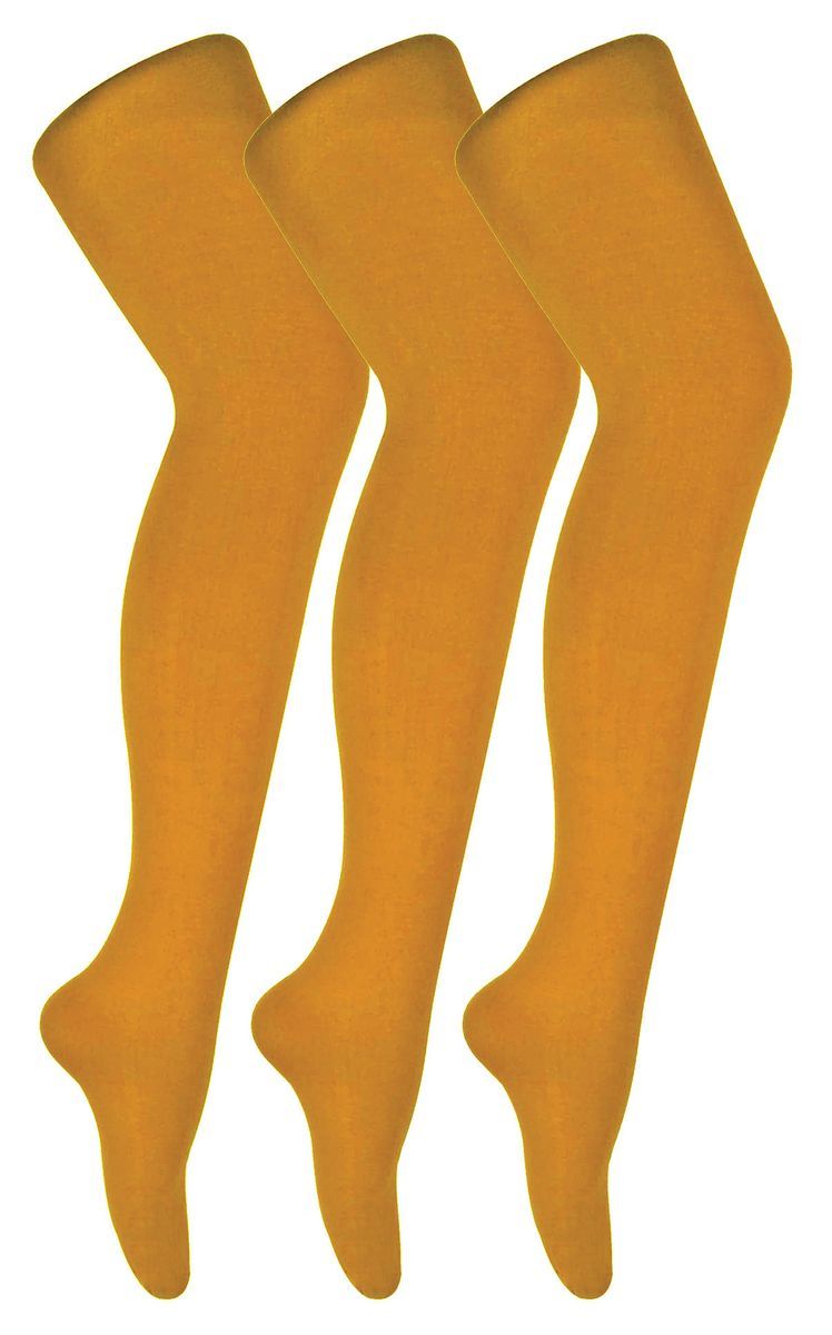 3 Paar Multipack Damen farbige undurchsichtige 80 Denier Strumpfhosen | Sock Snob | einfarbige Blockfarbe Strumpfhosen - Senf