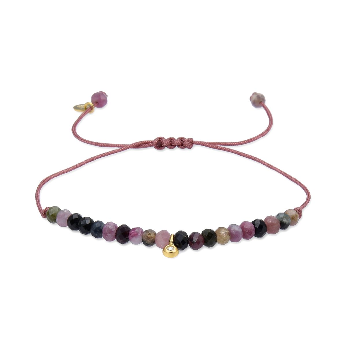 Kordelarmband mit Kristallperlen und Anhänger