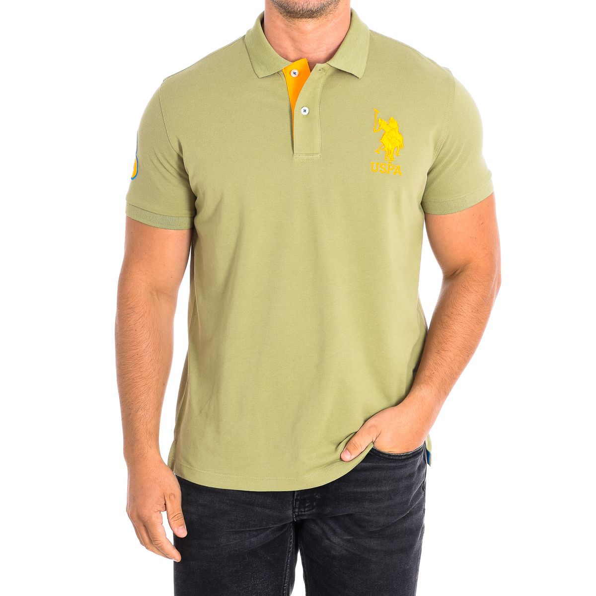 Herren Kurzarm-Polo mit Kontrastkragen