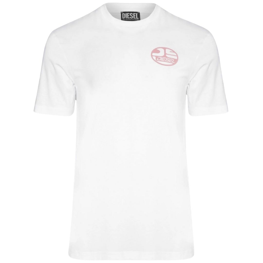 Hellweisses T-Shirt mit ovalem DS-Logo von Diesel