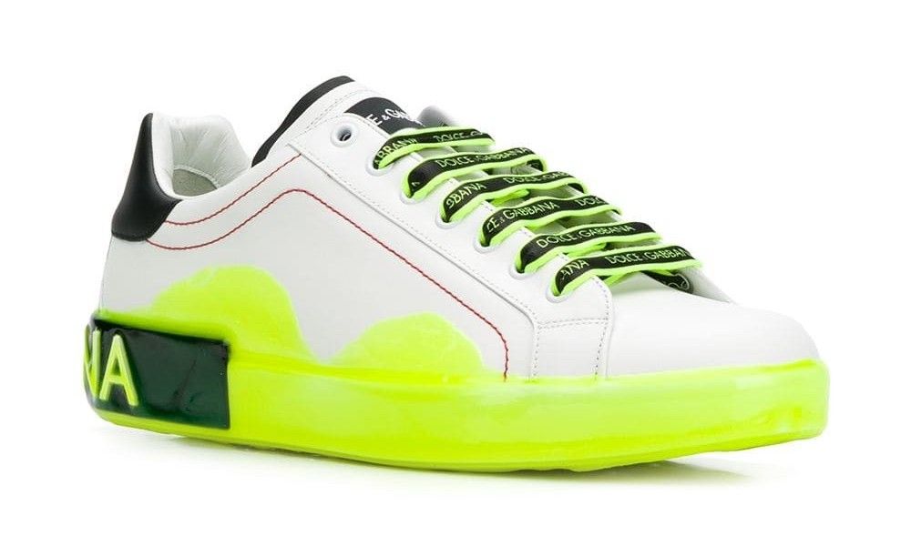 Kalbsleder-Sneaker mit Logo-Schnürsenkeln
