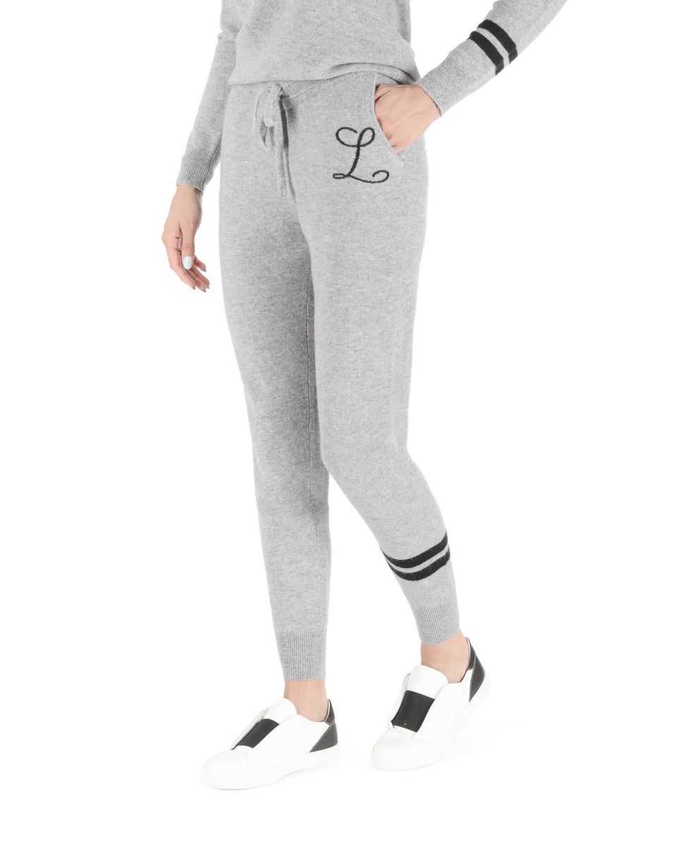Graue Kaschmir Strick-Loungewear-Hose