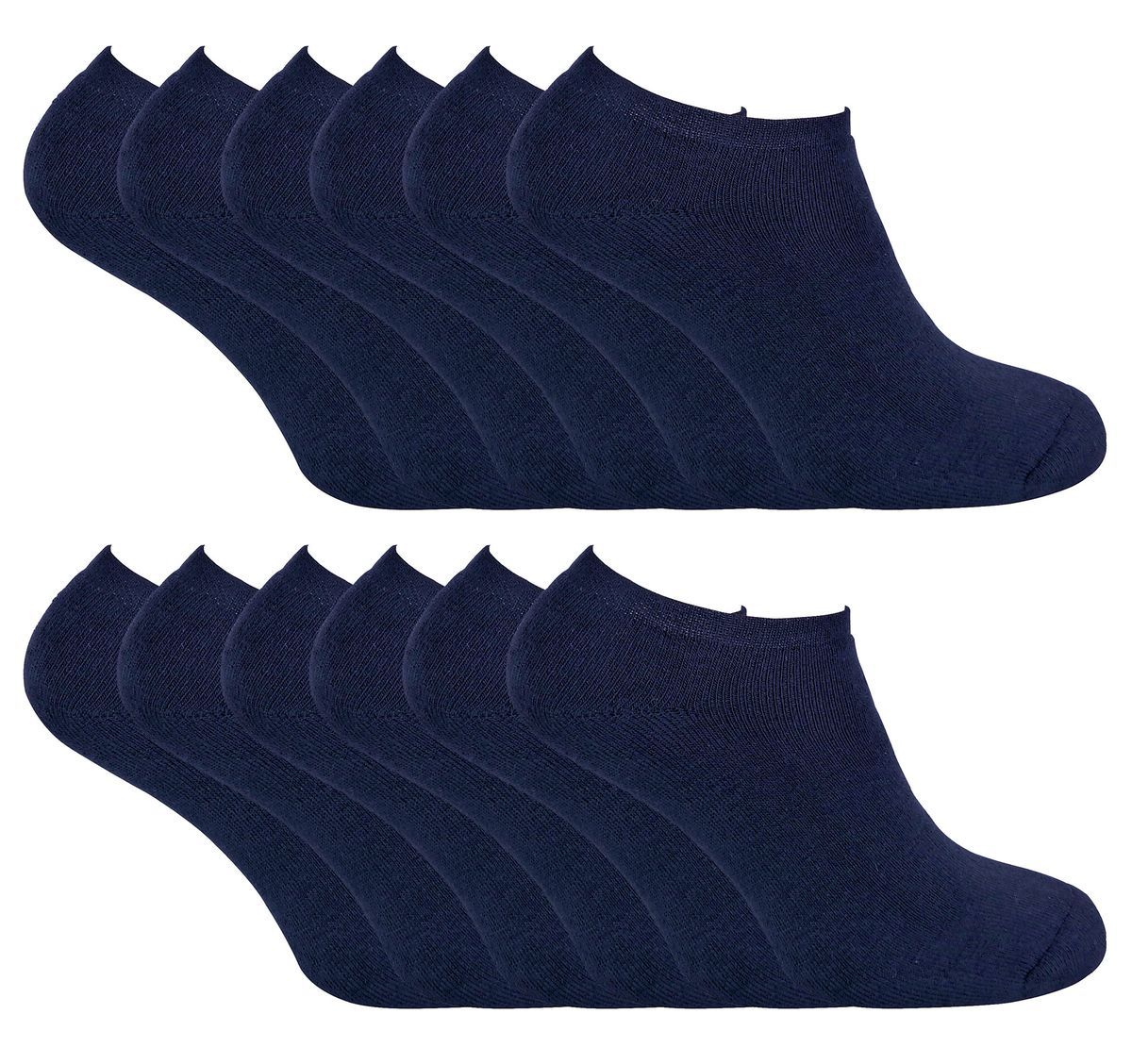 Mens Thermal Low Cut Trainer Socken | 12 Paar Multipack | Winter Invisible Socken für Männer - Navy