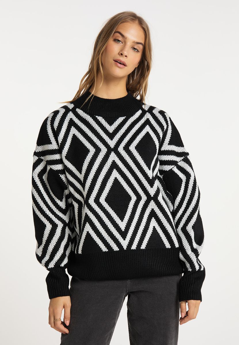 Strickpullover mit geometrischem Rautenmuster