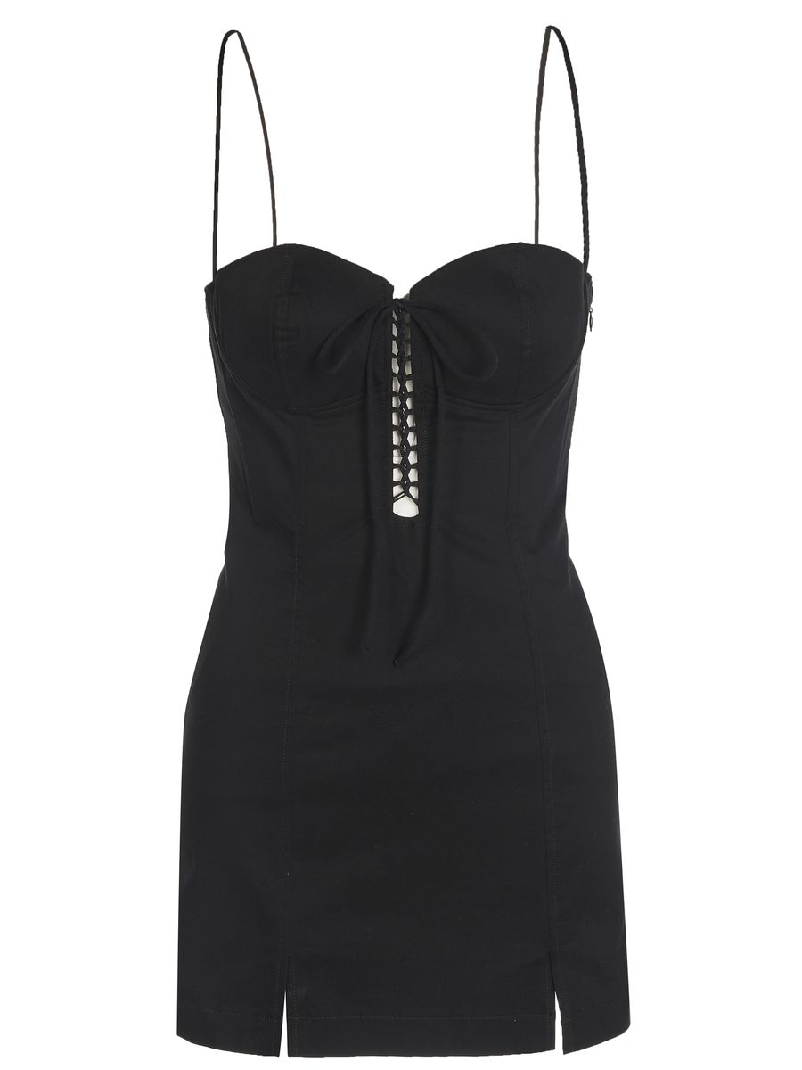 Schwarzes Mini-Kleid mit Schnürdetails