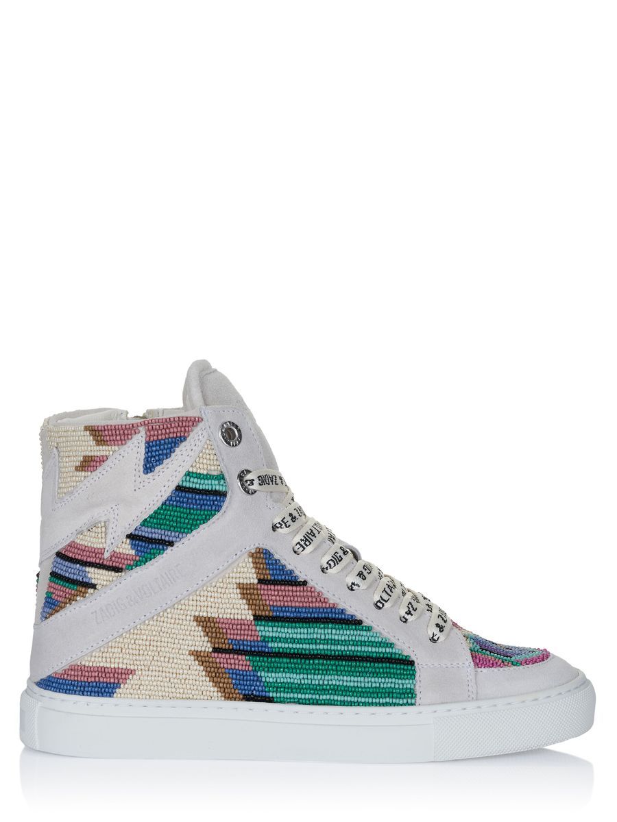 Gemusterte High-Top-Sneakers aus Leder