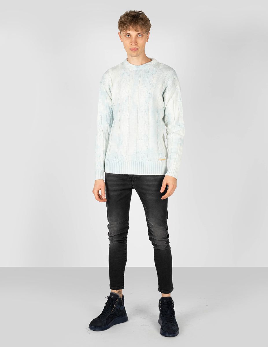 Zopfstrick-Pullover im Tie-Dye-Look