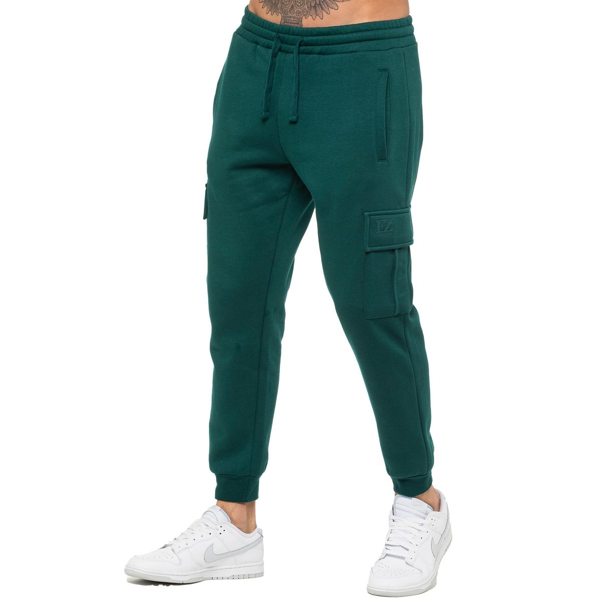 Herren Fleece Cargo Jogginghose, Grün