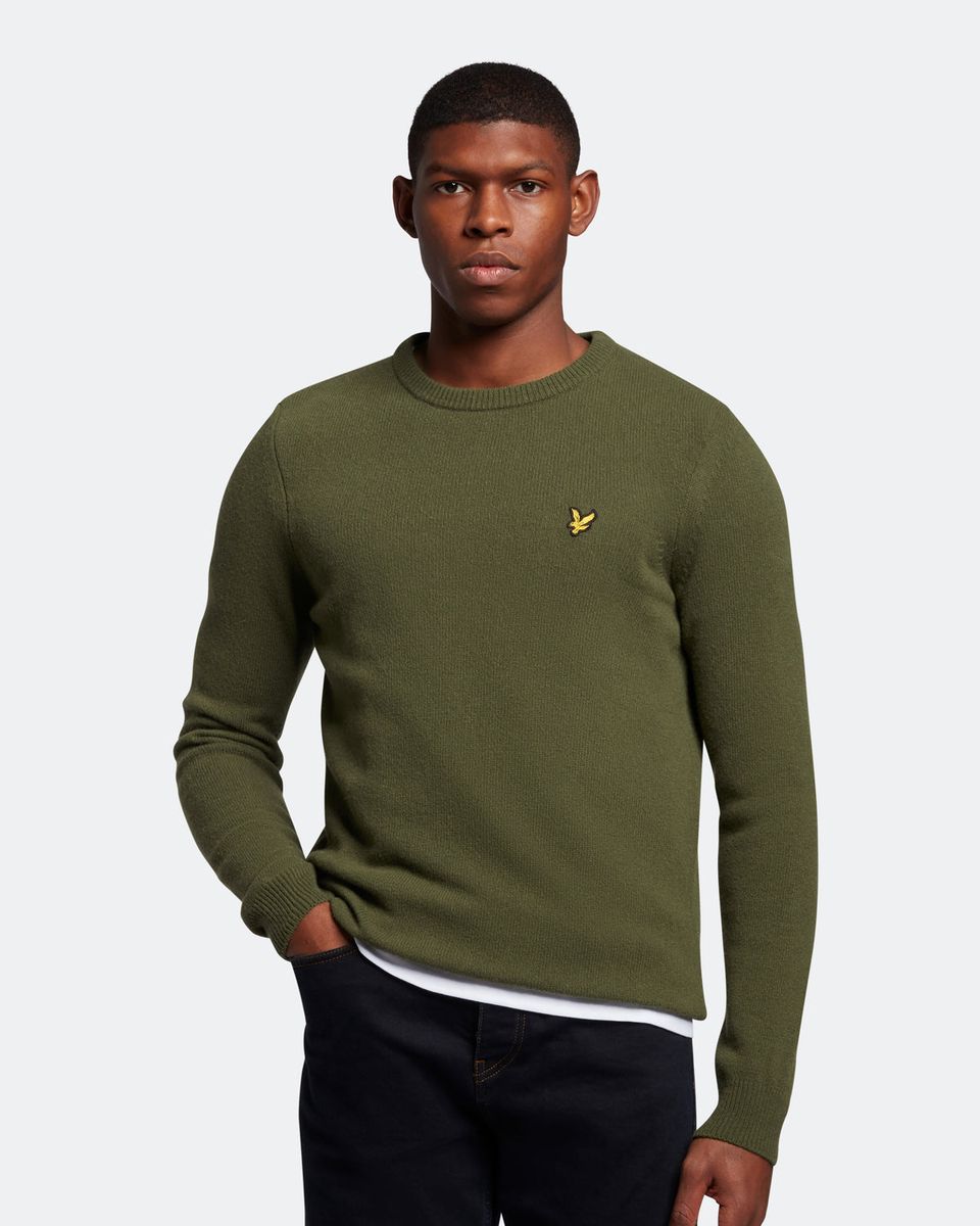Klassischer Lammwollpullover mit Rundhalsausschnitt