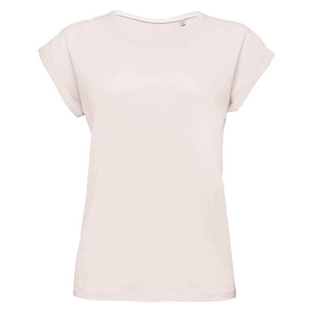 Damen Kurzarm T-Shirt Cremig Rosa