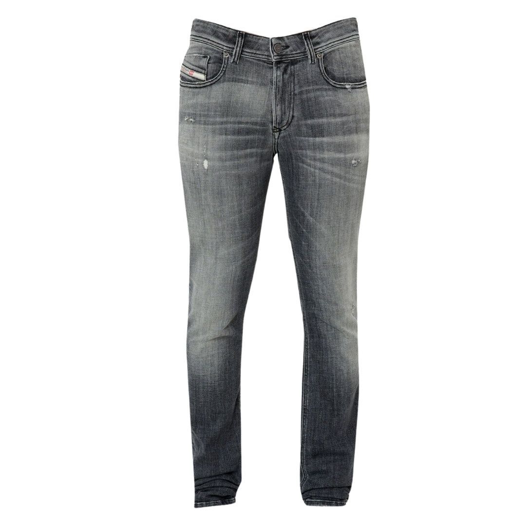 Graue Slim-Fit Jeans im Used-Look