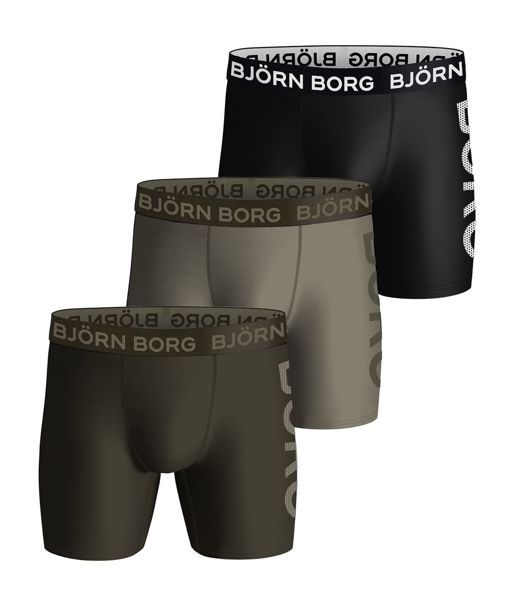 Björn Borg - 3er Pack Herren Performance Boxershorts | Sportunterwäsche Shorts - Grüner Mix