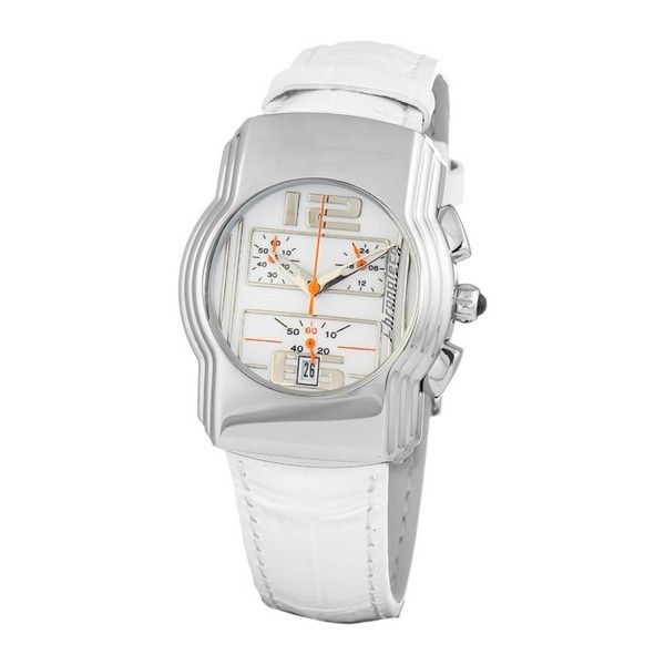 Chronograph Uhr mit weißem Lederband