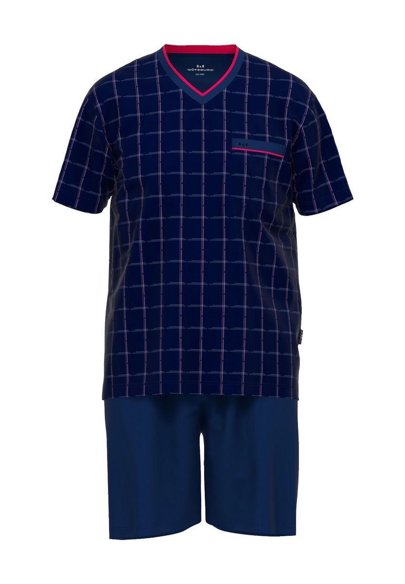 Herren Kurzarm karierter Schlafanzug Set