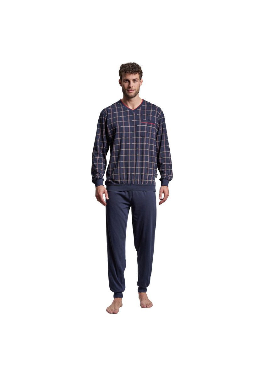 Herren Schlafanzug mit Karomuster aus Baumwolle