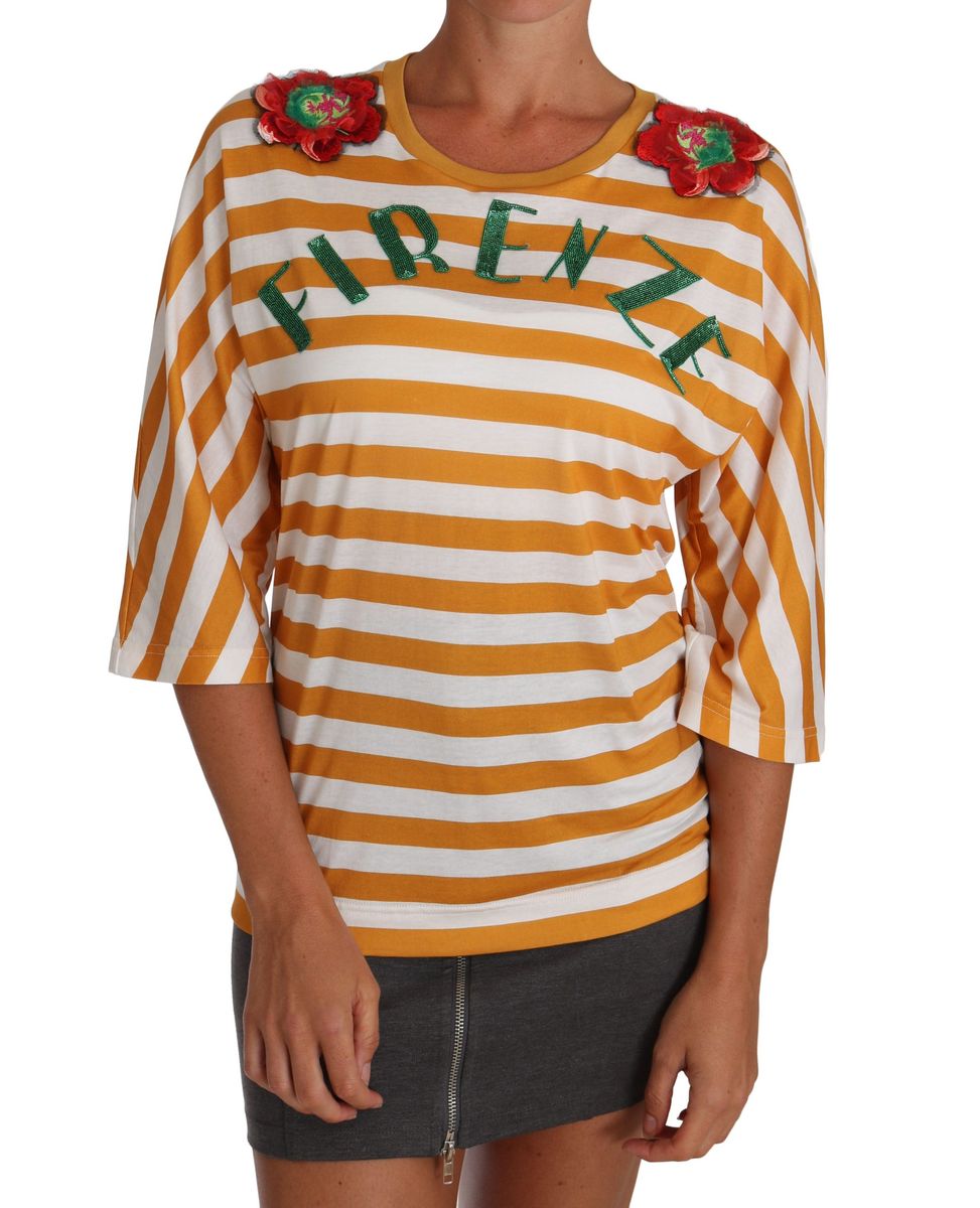 Dolce & Gabbana Damen Weiß Orange FIRENZE T-Shirt