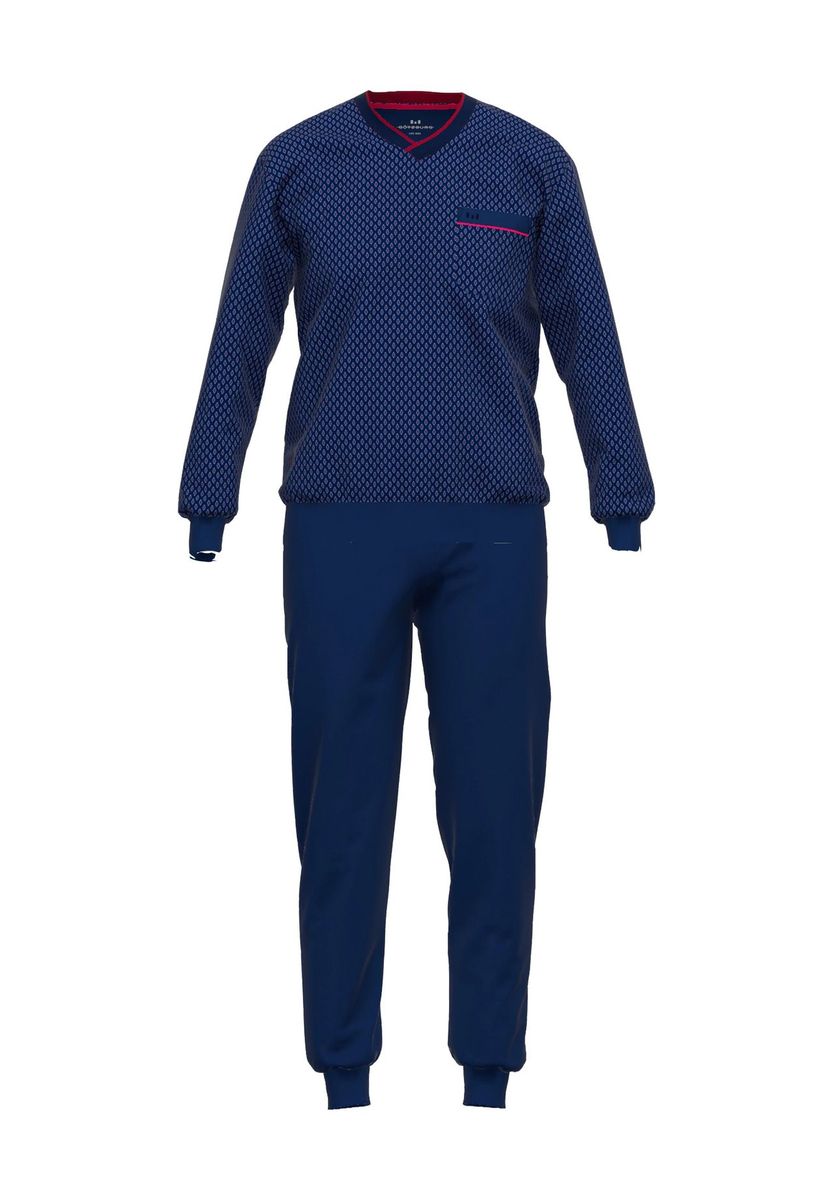 Herren Schlafanzug mit Minimal-Print und V-Ausschnitt