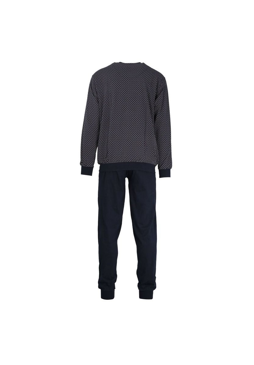 Herren Schlafanzug mit Minimal-Print und V-Ausschnitt