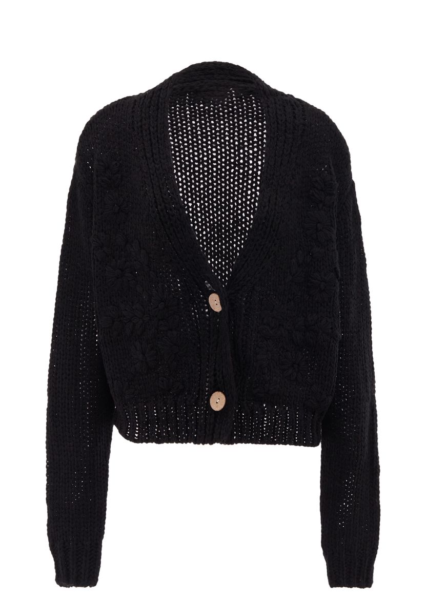 Kurze Strickjacke mit Knöpfen