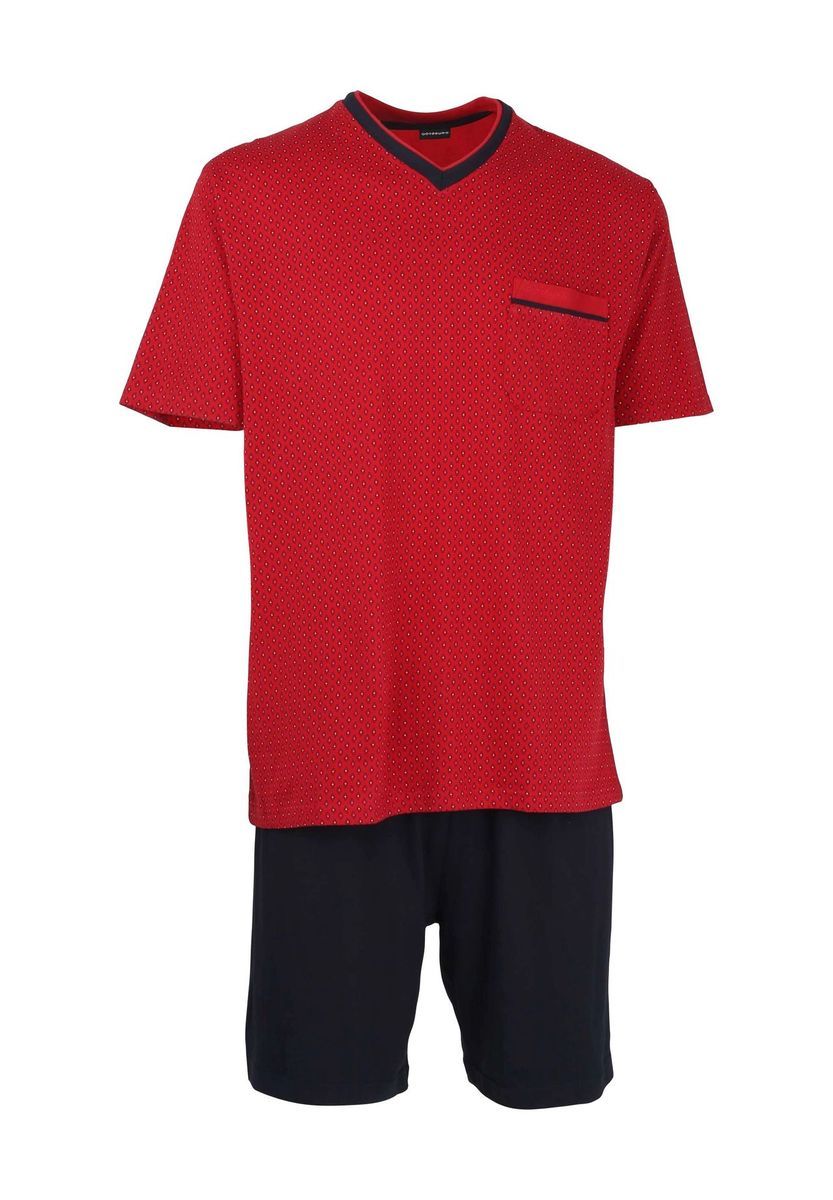 Herren Schlafanzug mit V-Ausschnitt und Minimal-Print