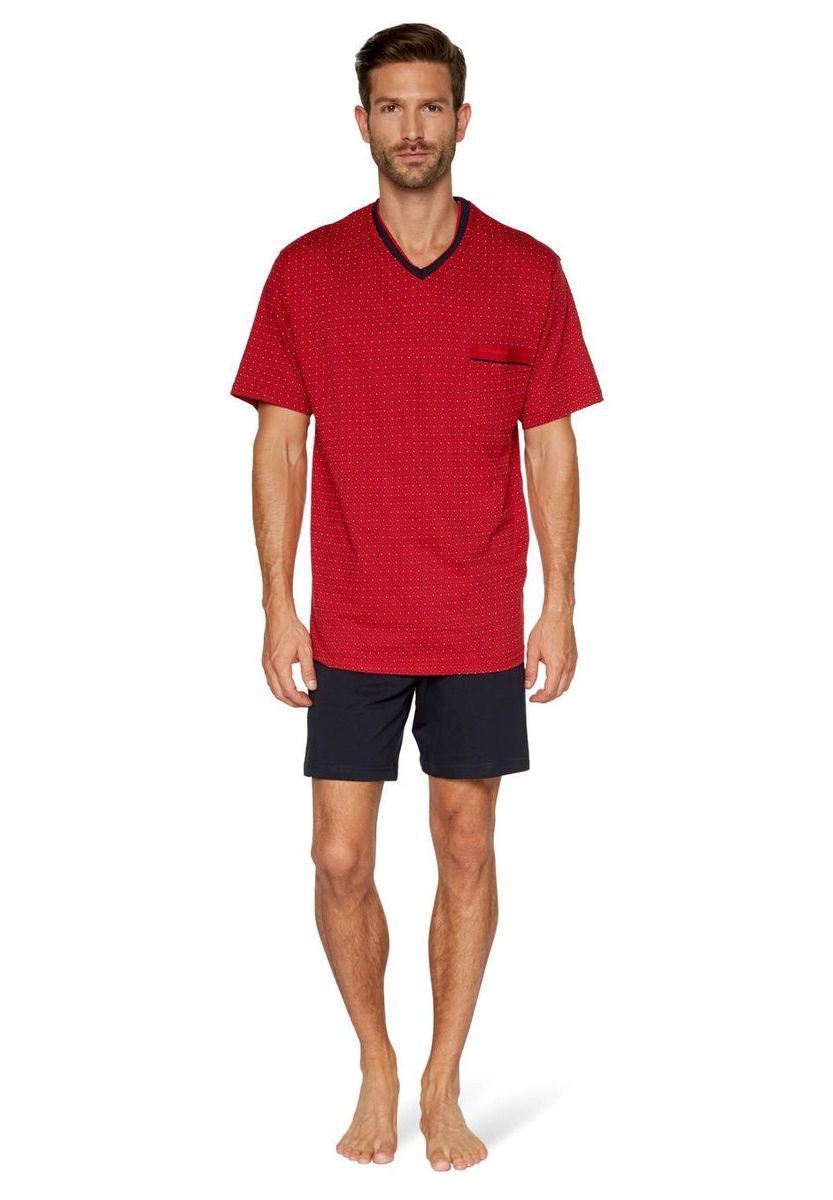 Herren Schlafanzug mit V-Ausschnitt und Minimal-Print