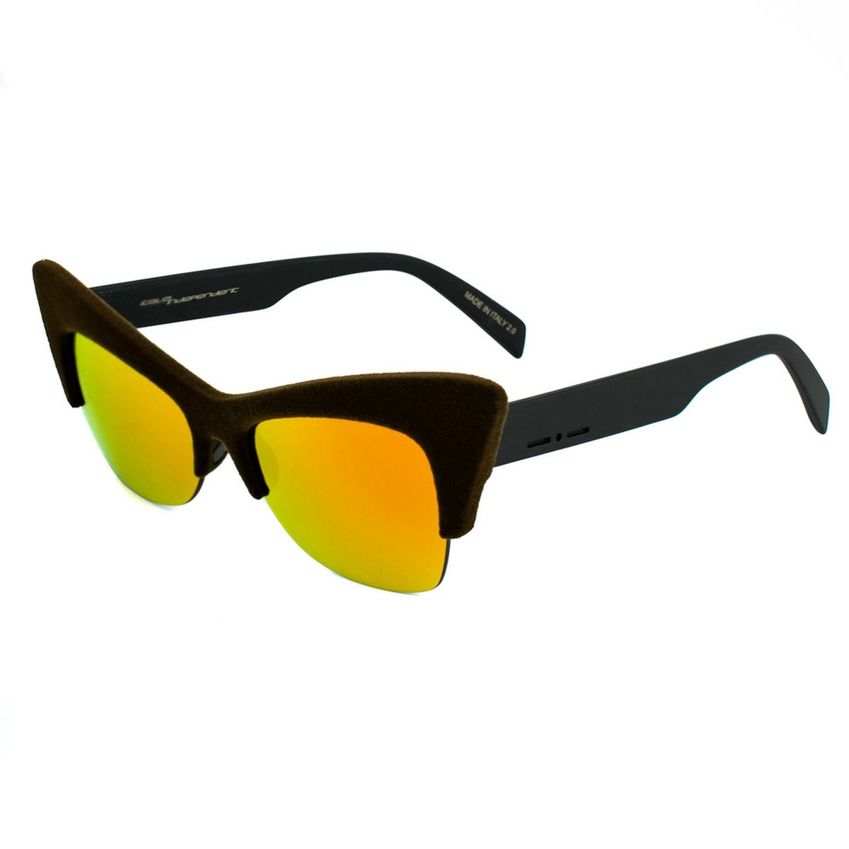 Eckige Cat-Eye-Sonnenbrille mit verspiegelten Gläsern