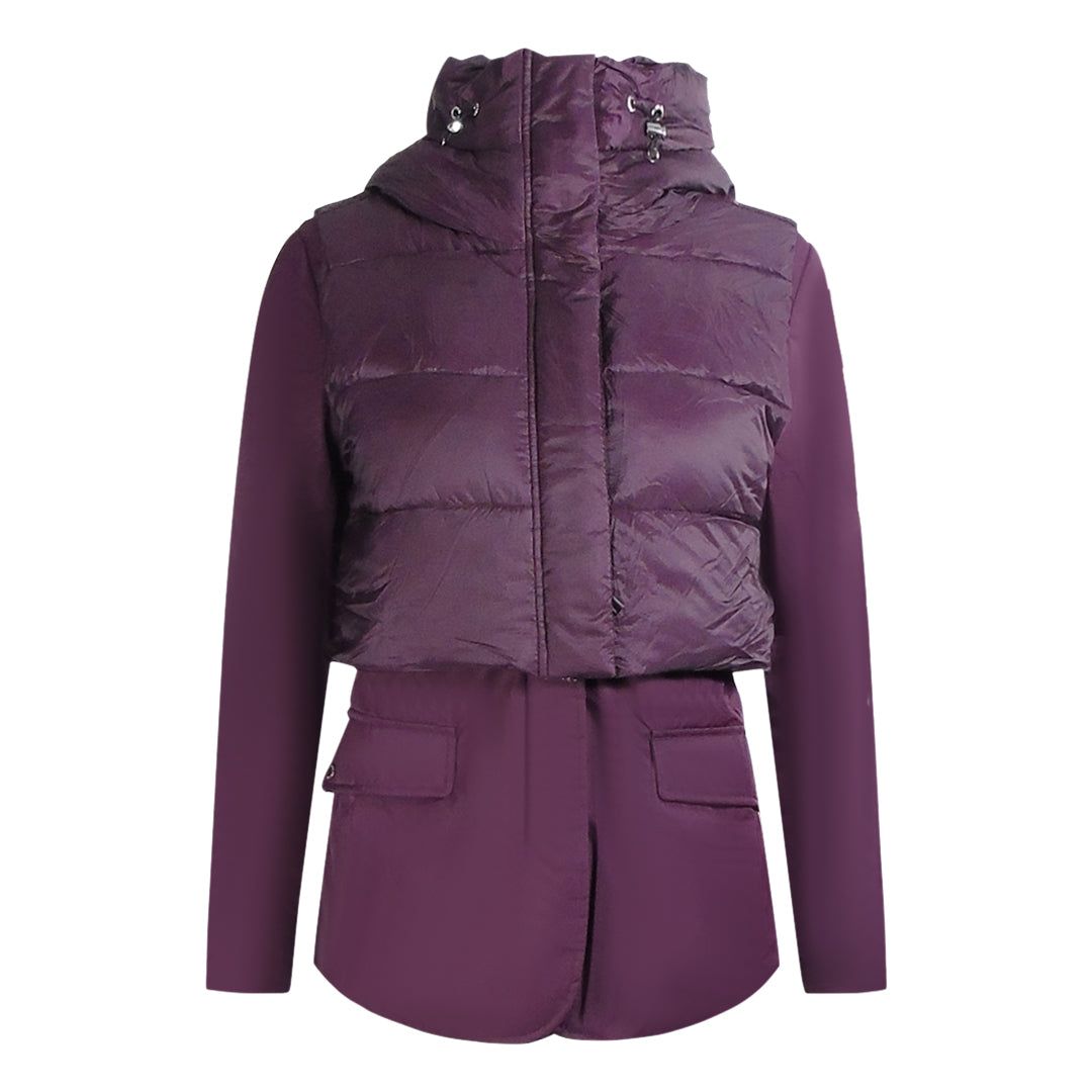 Daunenjacke mit Kapuze und Jerseyärmeln
