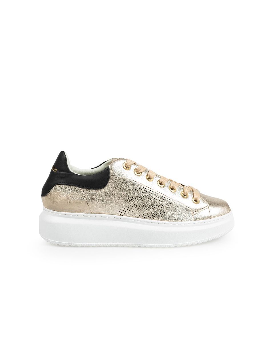 Metallic Leder Plateau-Sneakers