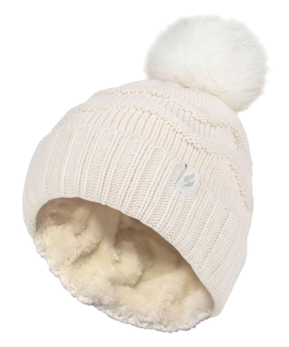 Zick-Zack Strickmütze mit Bommel