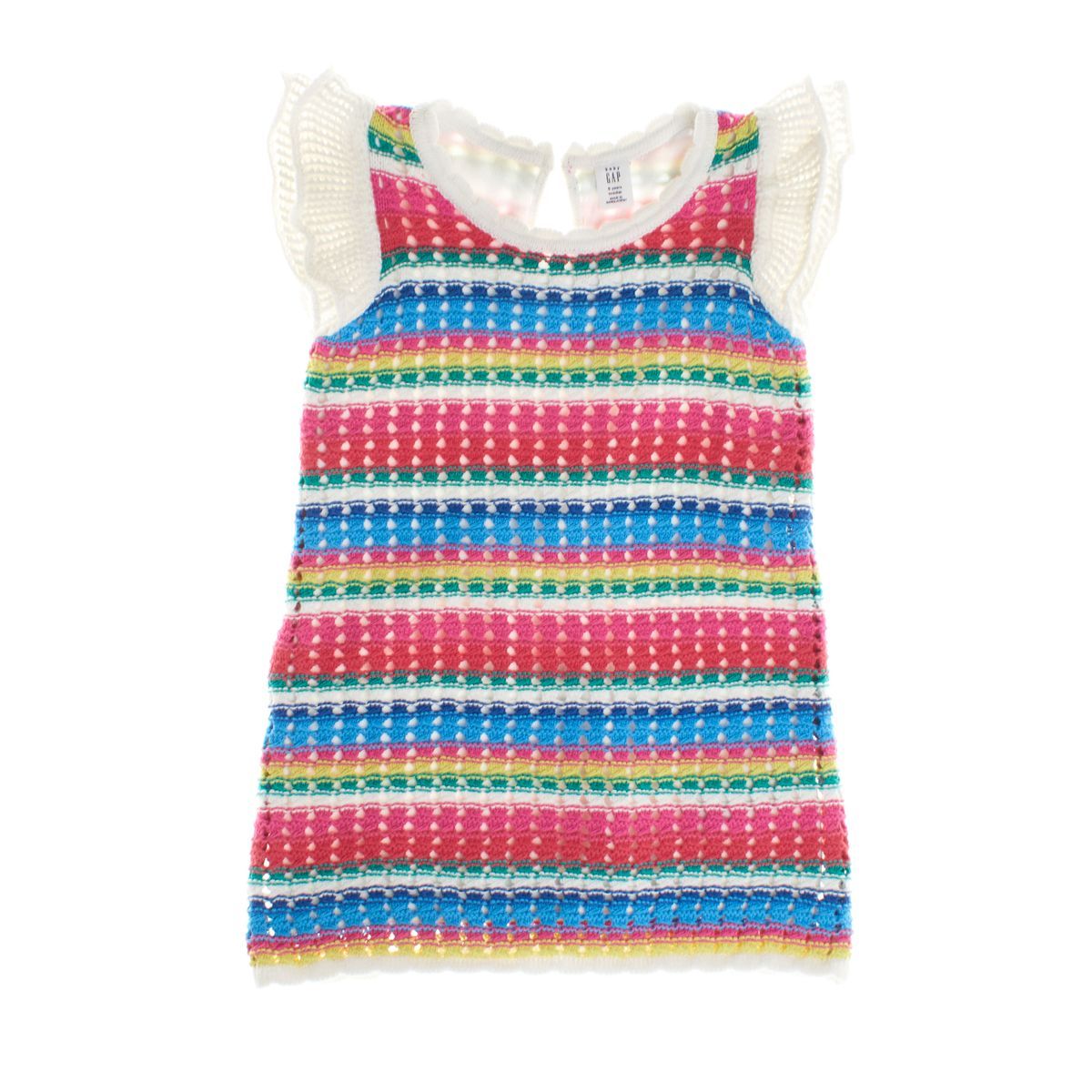 Gehäkeltes, gestreiftes Mädchenkleid