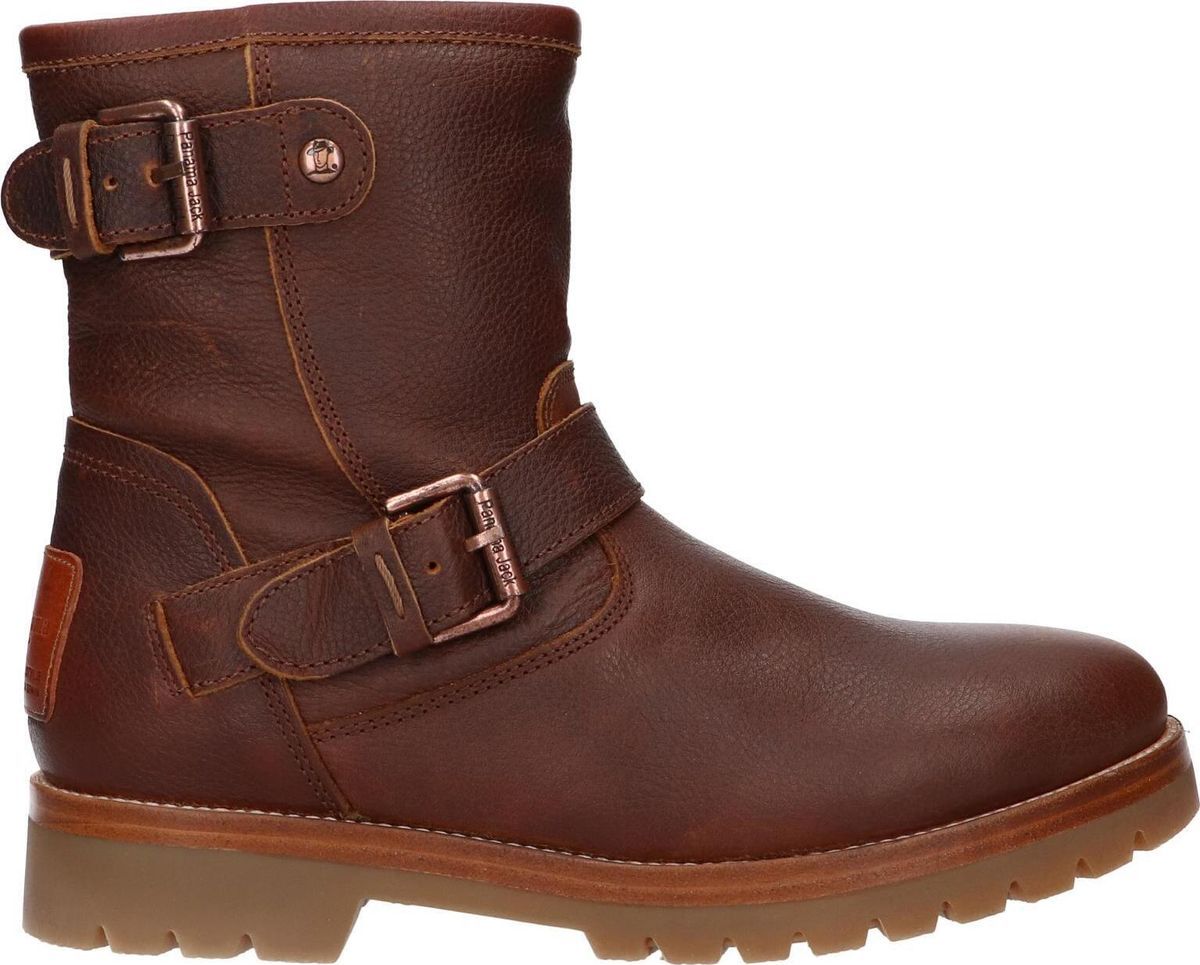 Braune Leder-Bikerstiefel mit Schnallen