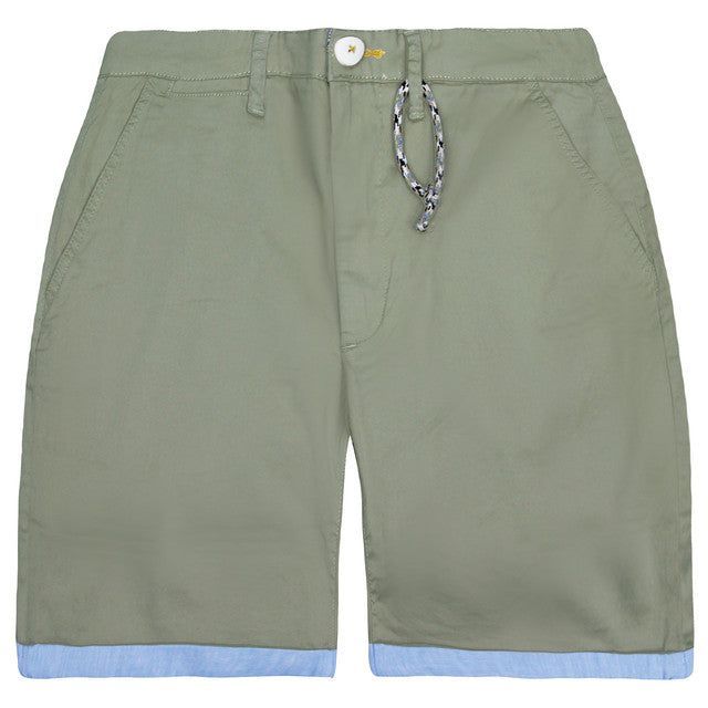 Herren Chino Shorts Grün mit Umschlag