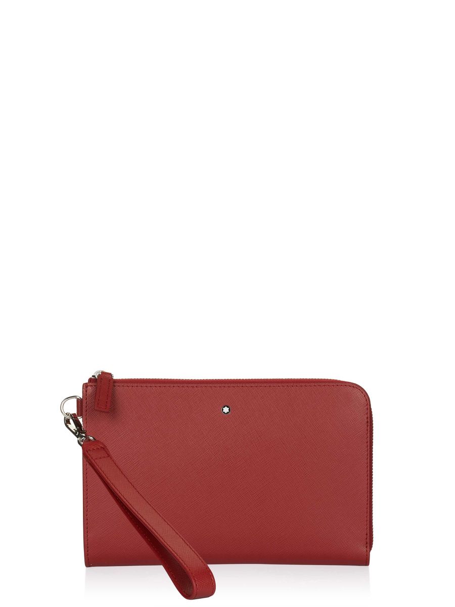 Saffiano Leder Clutch mit Reißverschluss