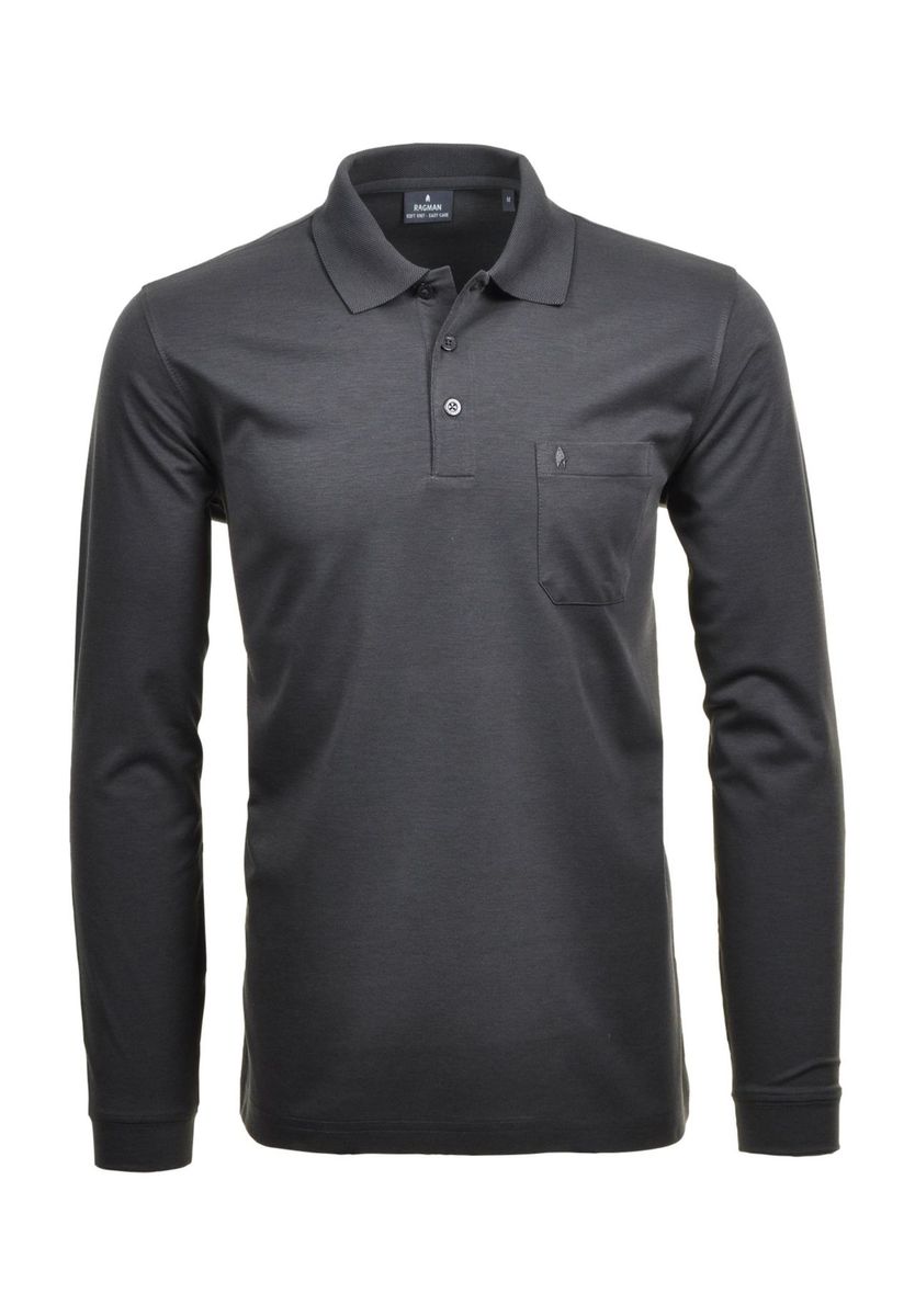 Herren Langarm Poloshirt mit Brusttasche