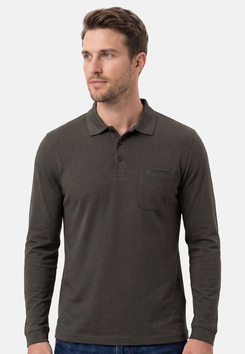 Herren Langarm Poloshirt mit Brusttasche