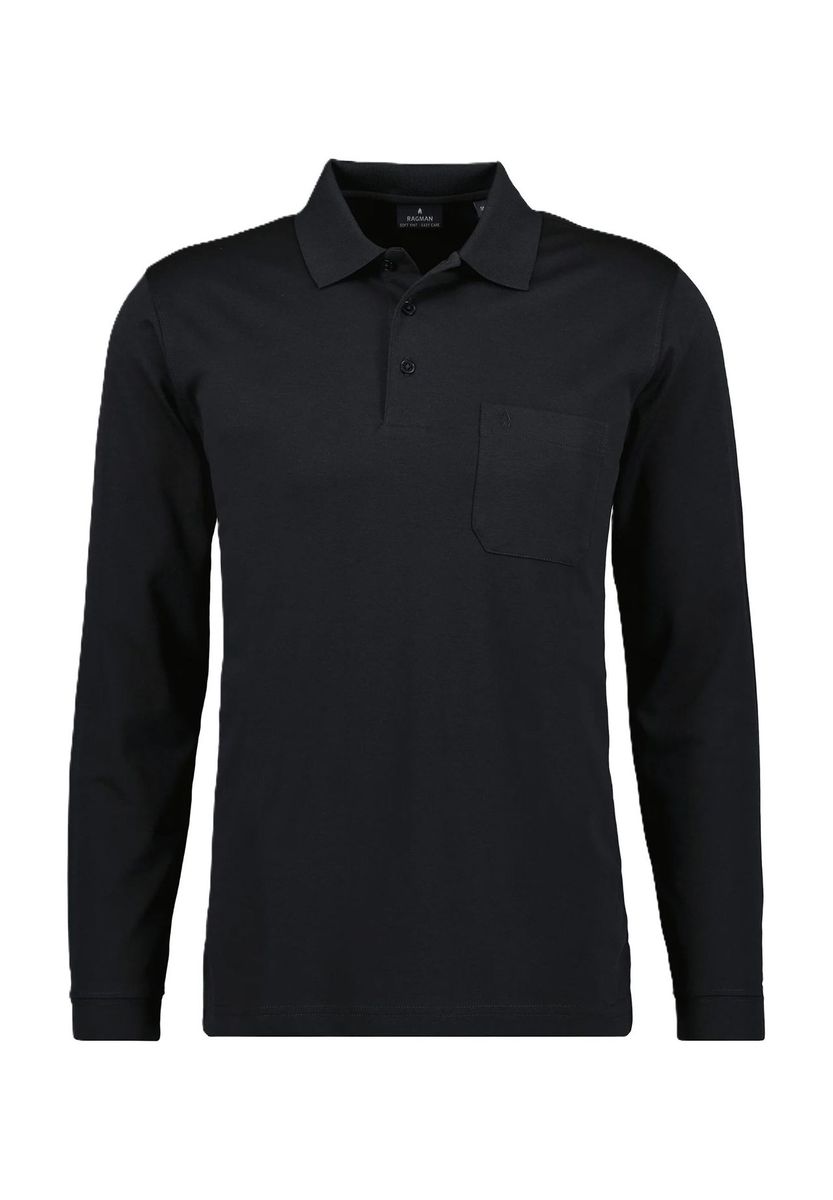 Klassisches Langarm-Poloshirt mit Brusttasche