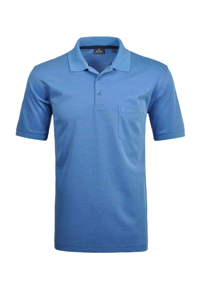 RAGMAN Poloshirt, aufgesetzte Brusttasche, für Herren, blau, 3XL