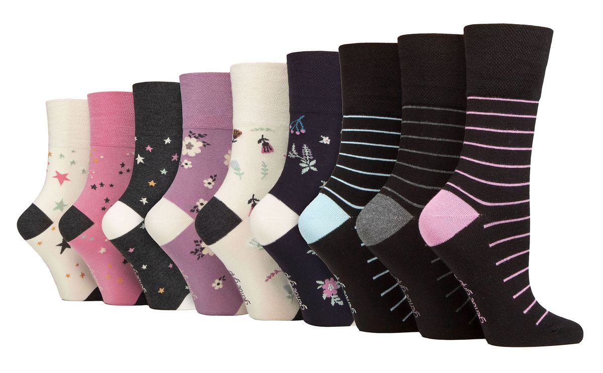 9er-Pack Bambus-Socken Damen | Gentle Grip | Extra Wide Soft Top Non Elastic Socken - SOLRM414237