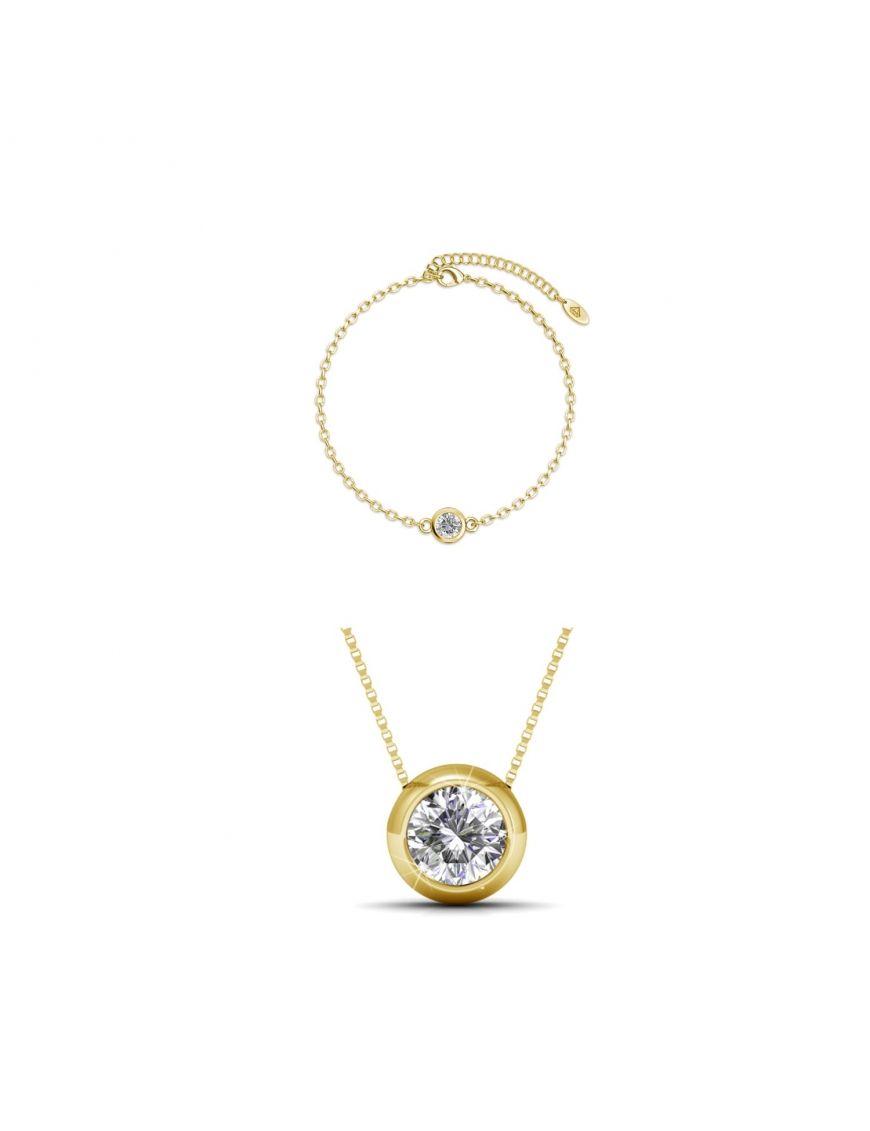 Gold Kristall Anhänger Halskette und Armband